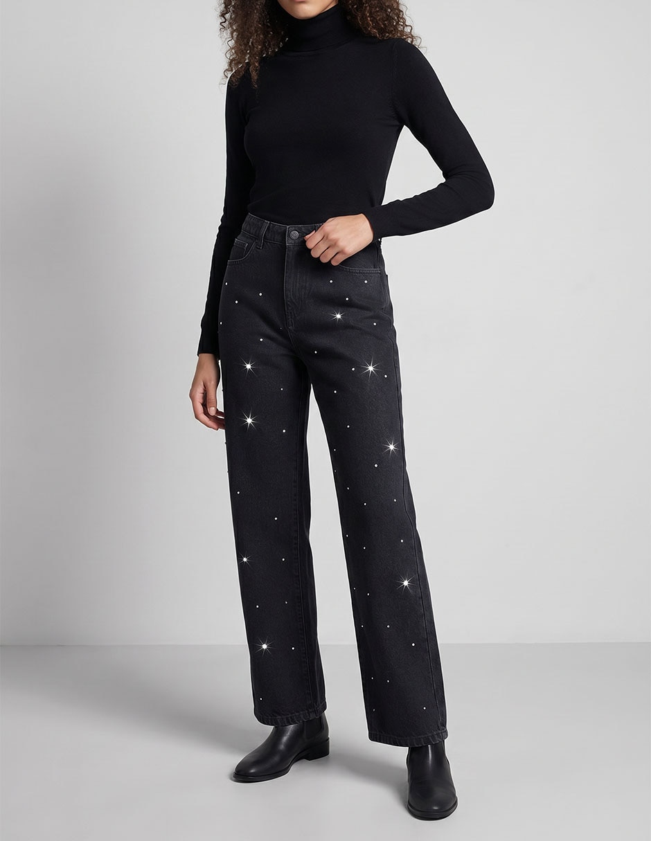 Jeans straight metropolis corte media cintura para mujer