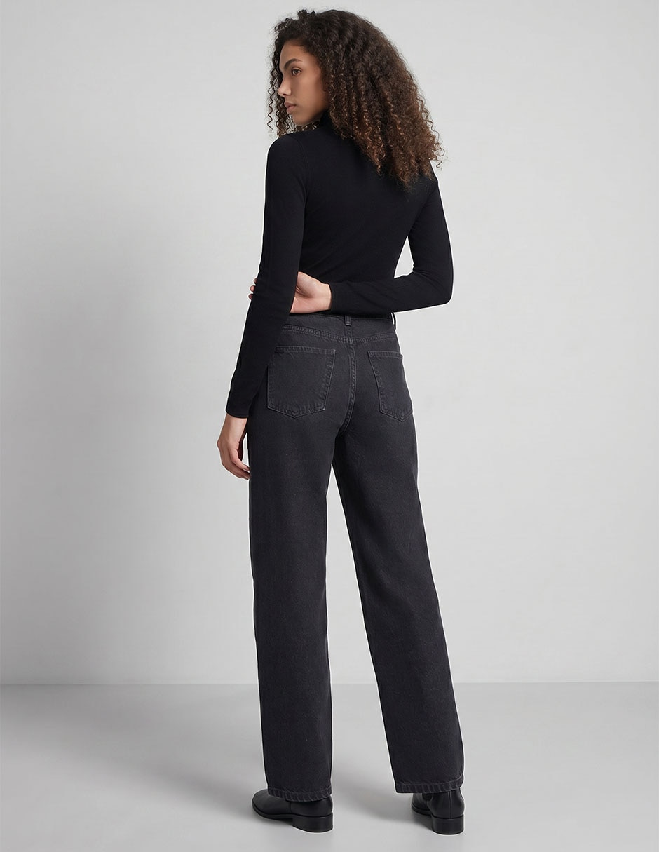 Jeans straight metropolis corte media cintura para mujer