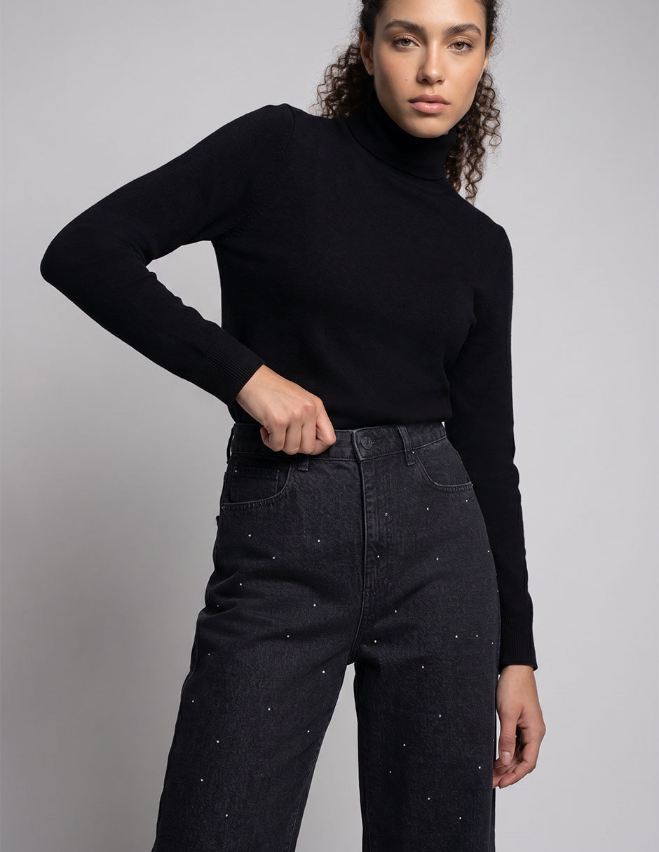 Jeans straight metropolis corte media cintura para mujer